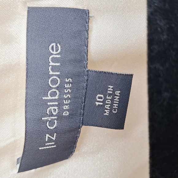 Liz Claiborne Tulip Dress Off White and Navy Blue Size 10 - Picture 3 of 16